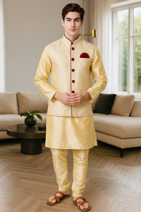 MAG Men Kurta Pyjama Ethnic Jacket Set