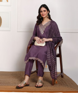 New Ethnic 4 You Women Kurti Pant Dupatta Set