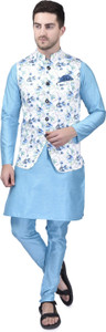 PRINTCULTR Men Kurta Pyjama Ethnic Jacket Set