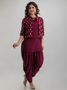 SHEESHAM Women Kurta Dhoti Pant Ethnic Jacket Set