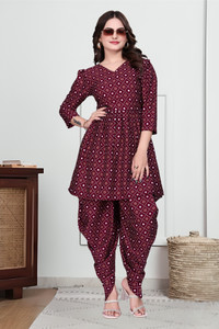 Clobetter Women Ethnic Top Dhoti Pant Set