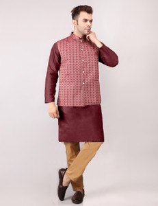 ADARNIYA Men Kurta Pyjama Ethnic Jacket Set