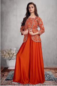 Zero Stitch Women Crop Top Palazzo Ethnic Jacket Set