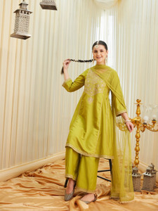 Colors of Earth Women Kurta Palazzo Dupatta Set