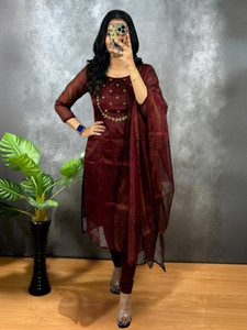 FILLWORKS Women Ethnic Top Attached Dupatta Set