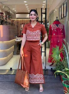 Elbwear Women Ethnic Top Palazzo Set