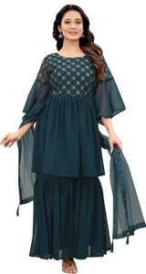 THUMMAR HOUSE Women Kurti Sharara Dupatta Set