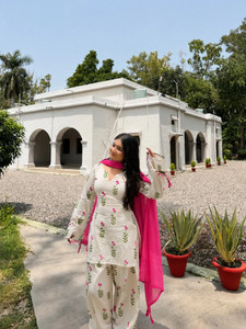 SANGOURI Printed Kurta, Patiala & Dupatta Set