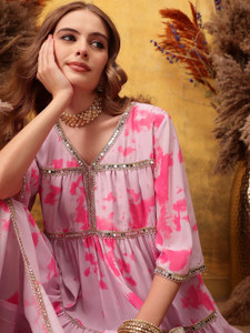 INDO STREET Women Ethnic Top Sharara Set