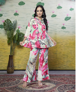 Leriya Fashion Women Ethnic Top Palazzo Set