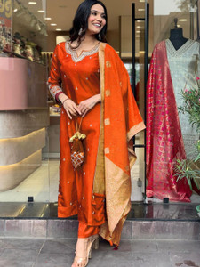 Yipsy Fashion Embroidered Anarkali Kurta, Bottom & Dupatta Set