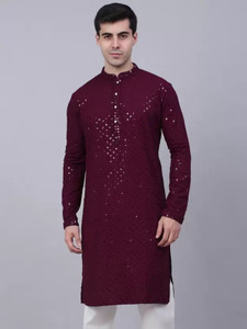 DHARMESH ENTEPRISE Men Self Design Straight Kurta