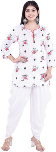 R K Enterprises Women Kurti Dhoti Pant Set