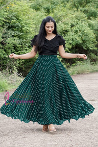 3Buddy Fashion Polka Print, Digital Print Stitched Lehenga Choli