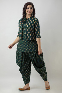 SHEESHAM Women Kurta Dhoti Pant Ethnic Jacket Set