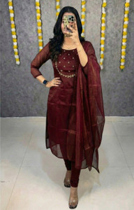 fillwork Women Kurti Dupatta Set