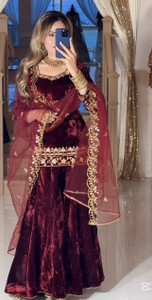 Mahi Fashion Women Kurta Sharara Attached Dupatta Set