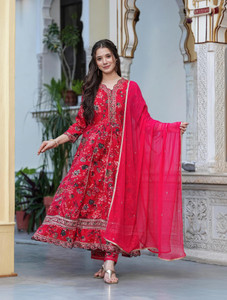 TOULIN Women Kurta Palazzo Dupatta Set