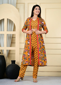DSS FASHION Women Crop Top Pant Ethnic Jacket Set