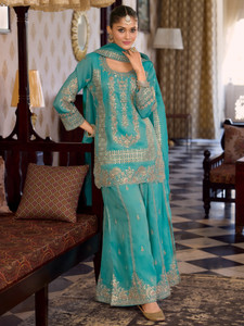 Indo Era Women Kurta Palazzo Dupatta Set