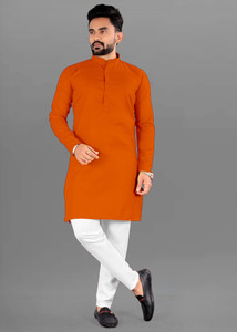 FRELURO Men Solid Straight Kurta