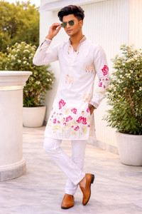 ORIFAB Multicolor Printed Cotton Blend Kurta for Men - Image 1