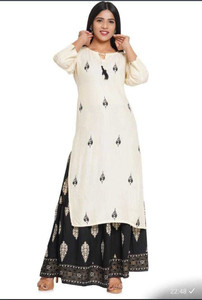 Shri Krishna Print Women Kurta Skirt Set