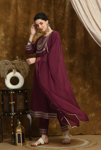 Divastri Women Ethnic Top Pant Attached Dupatta Set