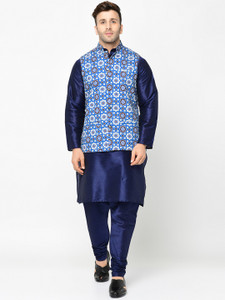 kaifoo Men Kurta Churidar Ethnic Jacket Set