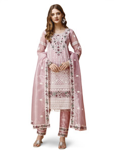 LooksLink Women Ethnic Top Pant Attached Dupatta Set