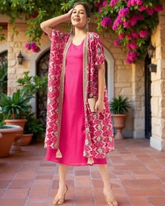 PANNKH Women Kurta Ethnic Jacket Set
