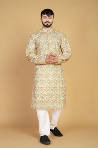 VISHESTA Men Self Design Straight Kurta