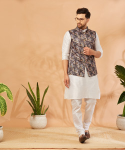 ARMAAN ETHNIC Men Kurta Churidar Ethnic Jacket Set