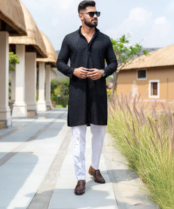 CRYSTALREVENUE Men Kurta Pyjama Set