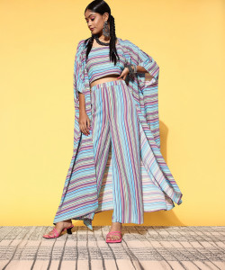 LIBAS Women Crop Top Palazzo Set