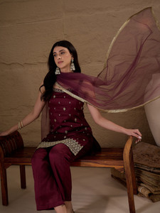 AVANSHEE Women Kurta Palazzo Dupatta Set