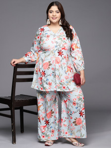 A Plus by Ahalyaa Women Ethnic Top Palazzo Set