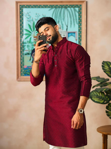 Koshin Men Self Design Straight Kurta