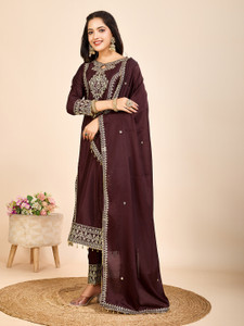 Aksharam Women Kurta Palazzo Dupatta Set