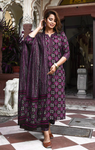 PMD Fashion Printed Kurta, Trouser/Pant & Dupatta Set