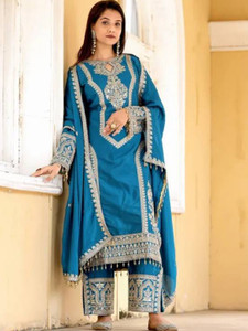 Aksharam Women Kurta Palazzo Dupatta Set