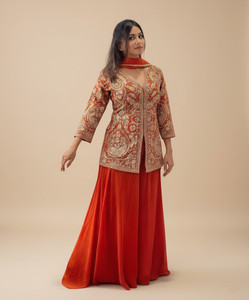 Skyliner Embroidered Kurta, Sharara & Dupatta Set