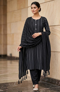 Get smart wear Striped Kurta, Trouser/Pant & Dupatta Set