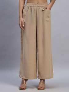 HOE Flared Women Beige Trousers
