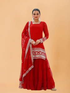 styflora Women Kurta Sharara Dupatta Set
