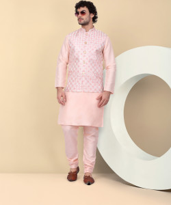 kraft india Men Kurta Pyjama Ethnic Jacket Set