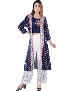 Bounty Sales Women Ethnic Top Palazzo Ethnic Jacket Set