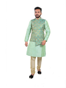 HUZUR Men Kurta Pyjama Ethnic Jacket Set