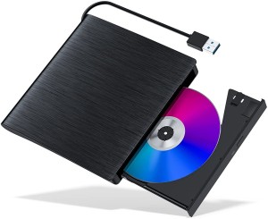 microware External USB & Type C CD DVD Drive USB 3.0 & Type C Dual Port Portable Slim External DVD Writer
