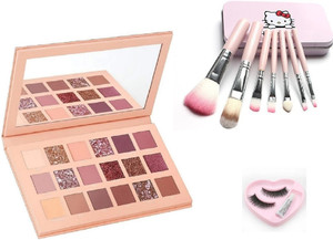 NYN HUDA Insta Beauty Color Icon Glam Nude Eye Shadow EyeShadow Palette + Makeup Brushes + Eylashes & Glue 18 g